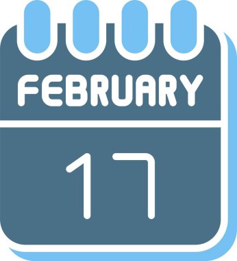 17 Şubat Glyph İki Renk Simgesi