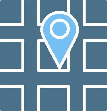 Harita Pin Kabartması İki Renk Simgesi