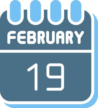 19 Şubat Glyph İki Renk Simgesi