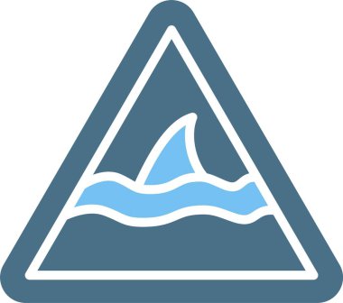 Köpekbalığı Uyarı Kabartması İki Renk Simgesi