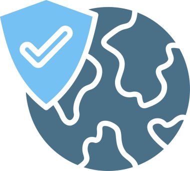 Küresel Güvenlik Sembolü İki Renk Simgesi