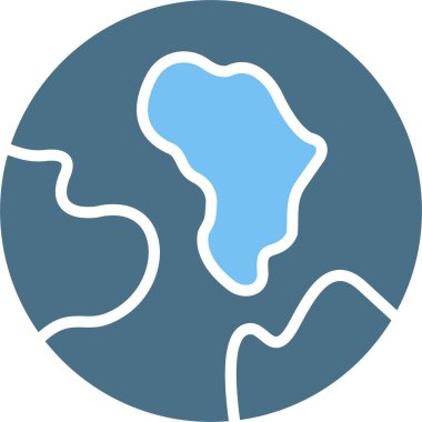 Dünya Gezegeni Kabartma İki Renk Simgesi