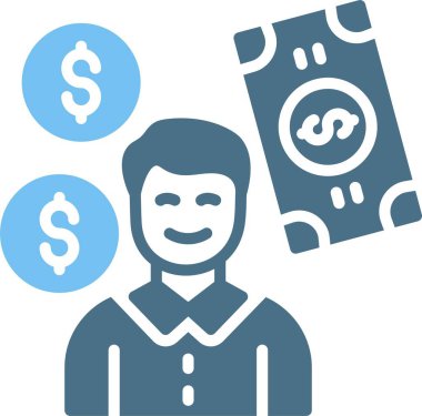 Zengin adam Glyph İki Renk Simgesi