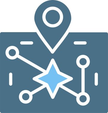 Yıldız Haritası Kabartma İki Renk Simgesi