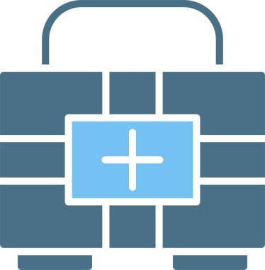 İlk Yardım Çantası Kabartma İki Renk Simgesi