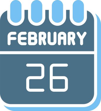 26 Şubat Glyph İki Renk Simgesi