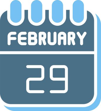 29 Şubat Glyph İki Renk Simgesi