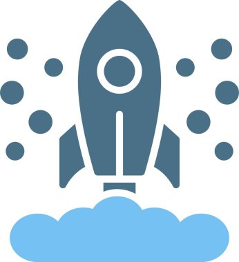 Roket Fırlatma Kabartması İki Renk Simgesi