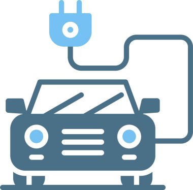 Elektrikli Araç Kabartması İki Renk Simgesi