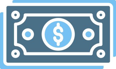 Dolar Bill Glyph İki Renk Simgesi