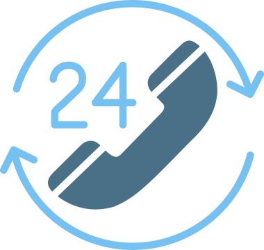 24 Saat Destekleyici Kabartma İki Renk Simgesi