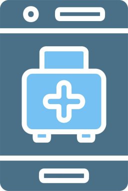 İlk Yardım Çantası Kabartma İki Renk Simgesi