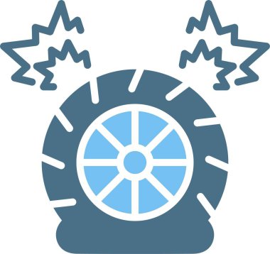 Patlak Lastik Kabartma İki Renk Simgesi