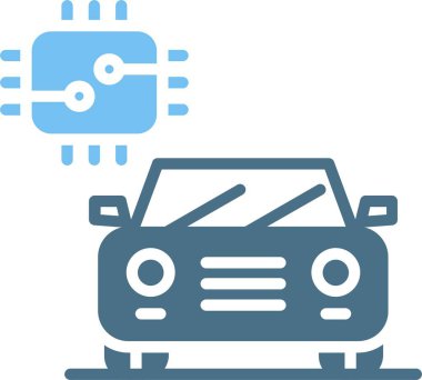 Akıllı Otomobil Kabartması İki Renk Simgesi