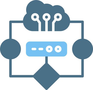 Bulut Hesaplama Kabartması İki Renk Simgesi