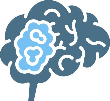 Beyin Tümörü Kabartması İki Renk Simgesi