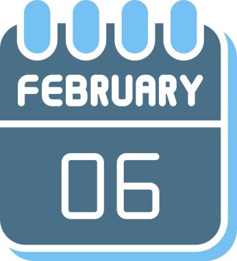 6 Şubat Glyph İki Renk Simgesi