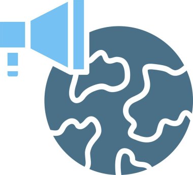 Küresel Pazarlama Kabartması İki Renk Simgesi