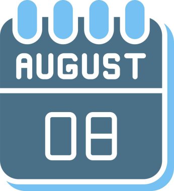 8 Ağustos Glyph İki Renk Simgesi