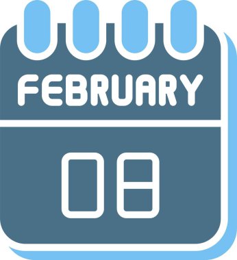 8 Şubat Glyph İki Renk Simgesi