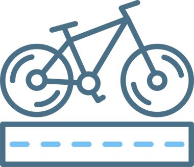 Bisiklet Yolları Çizgisi İki Renk Simgesi