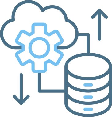 Bulut Veritabanı Satırı İki Renk Simgesi