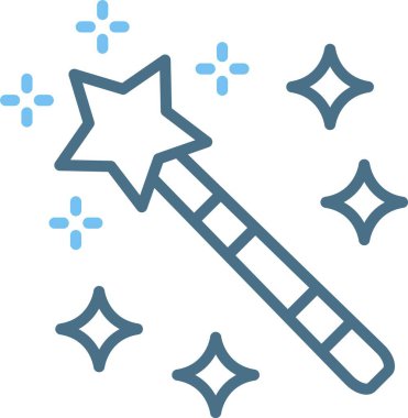 Sihirli Değnek Çizgisi İki Renk Simgesi