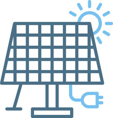 Güneş Paneli Çizgisi İki Renk Simgesi