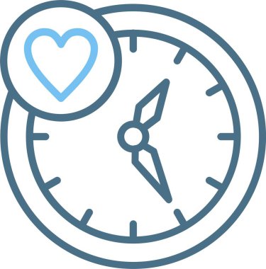 Kalp Çizgisi İki Renk Simgesi