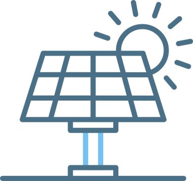 Güneş Paneli Çizgisi İki Renk Simgesi