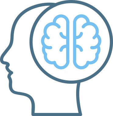 Beyin Çizgisi İki Renk Simgesi