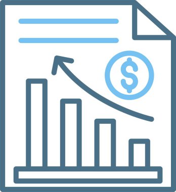 Çubuk Grafik Çizgisi İki Renk Simgesi