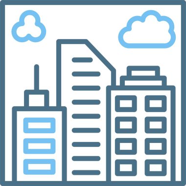 Şehir Poster Satırı İki Renk Simgesi