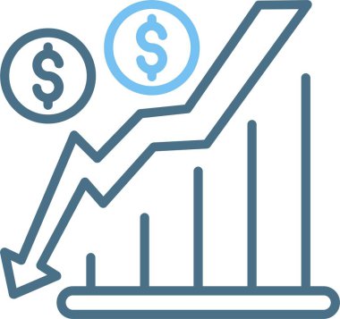 Ekonomik Kriz Çizgisi İki Renk Simgesi