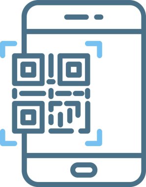 Qr Kod Tarama Satır İki Renk Simgesi