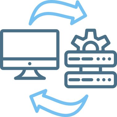 Veri Aktarım Satırı İki Renk Simgesi