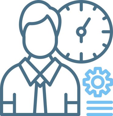 Çalışma Saatleri Çizgisi İki Renk Simgesi