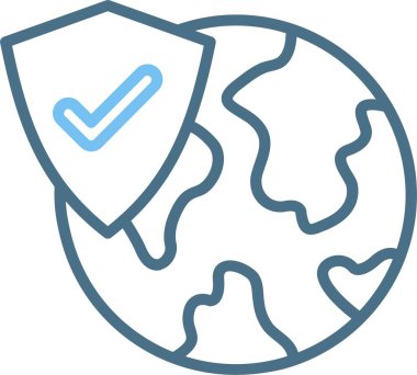 Küresel Güvenlik Çizgisi İki Renk Simgesi