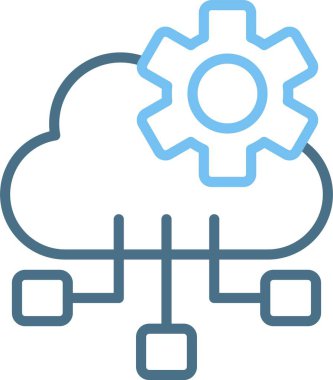 Bulut Hesaplama Satırı İki Renk Simgesi