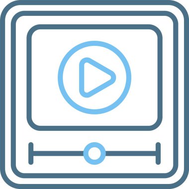 Video Oynatma Satırı İki Renk Simgesi