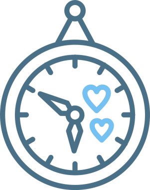 Duvar Saat Çizgisi İki Renk Simgesi