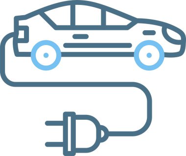 Elektrikli Araç Hattı İki Renk Simgesi