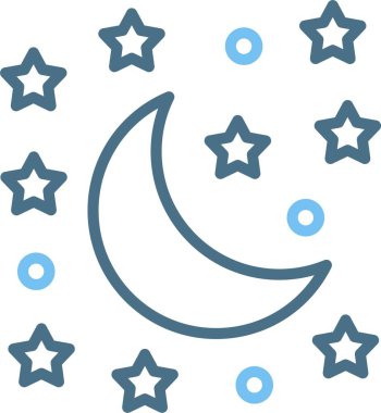 Ay ve Yıldızlar Çizgisi İki Renk Simgesi