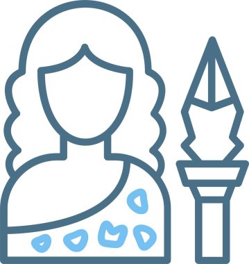 Avcı Kadın Satırı İki Renk Simgesi