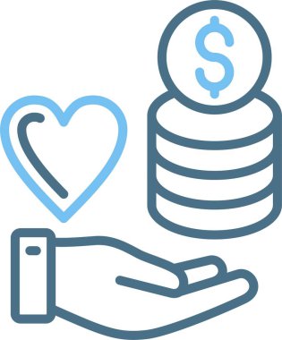 Para Çizgisi İki Renk Simgesi Ver