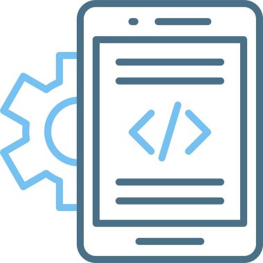 Mobil Uygulama Geliştirici Satır İki Renk Simgesi