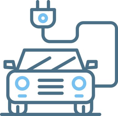 Elektrikli Araç Hattı İki Renk Simgesi