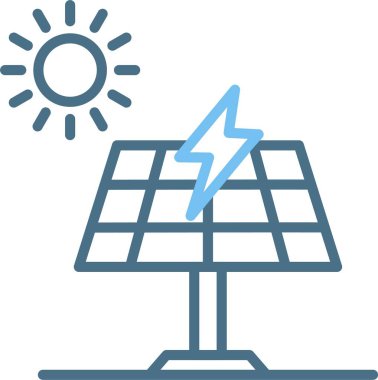 Güneş Enerjisi Çizgisi İki Renk Simgesi