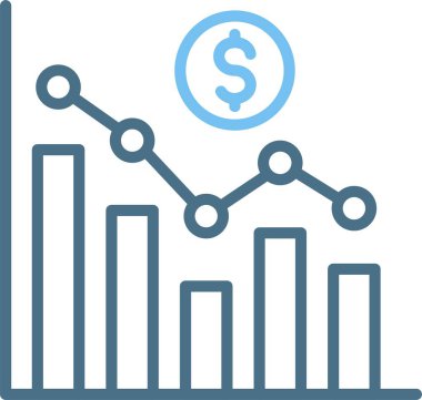 Çubuk Grafik Çizgisi İki Renk Simgesi