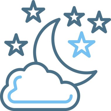 Ay ve Yıldızlar Çizgisi İki Renk Simgesi